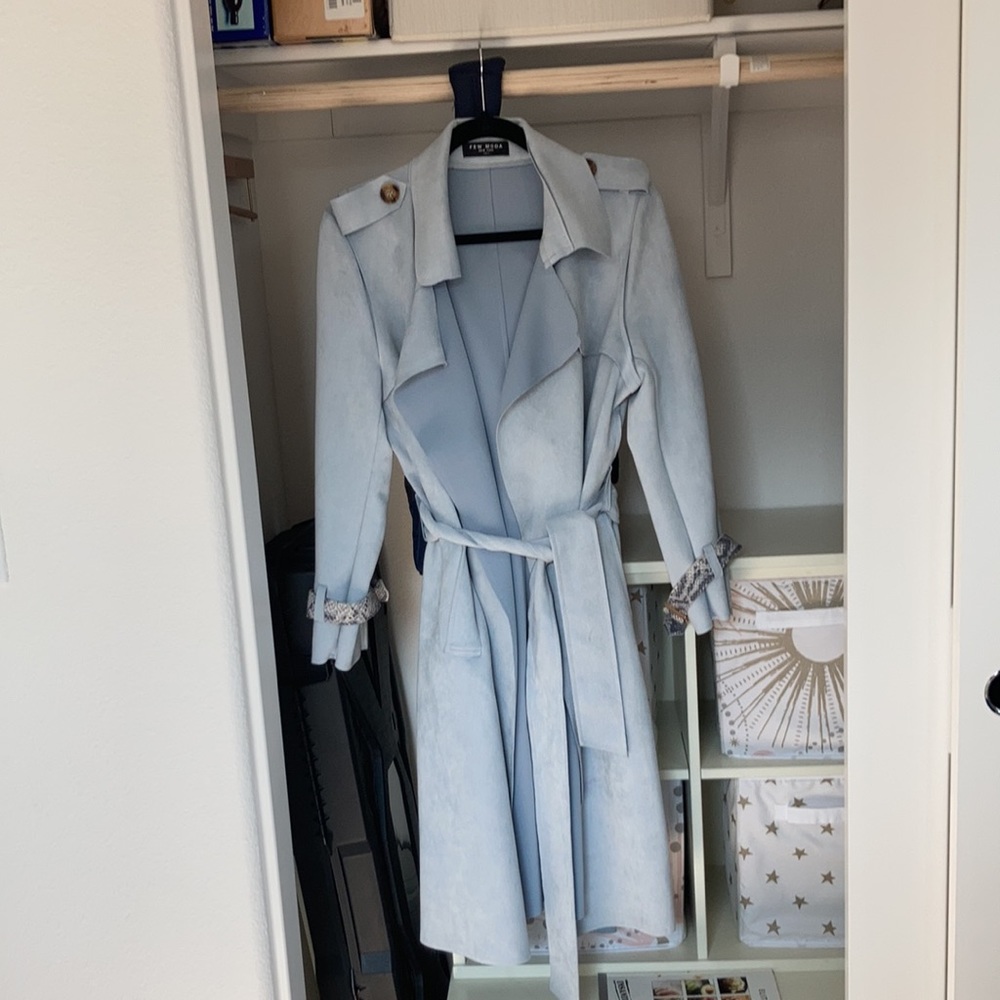 Faux suede lightweight trench coat